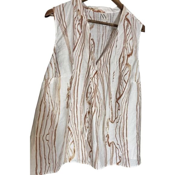 New Worthington cream linen blend sleeveless Tank Top OX Plus Boho nwt - Picture 1 of 8